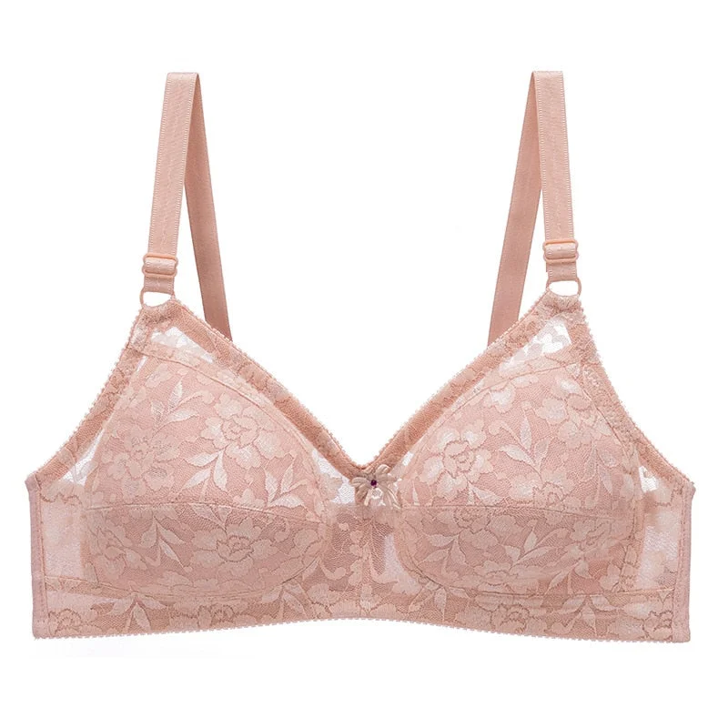 SVOKOR Push Up Bra Sexy Lace Bras For Women Wireless Bralette Ultra-thin Flower Bra underwear