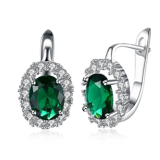 YOY-Big Green Shiny Crystal Cubic Zircon Stone Earrings