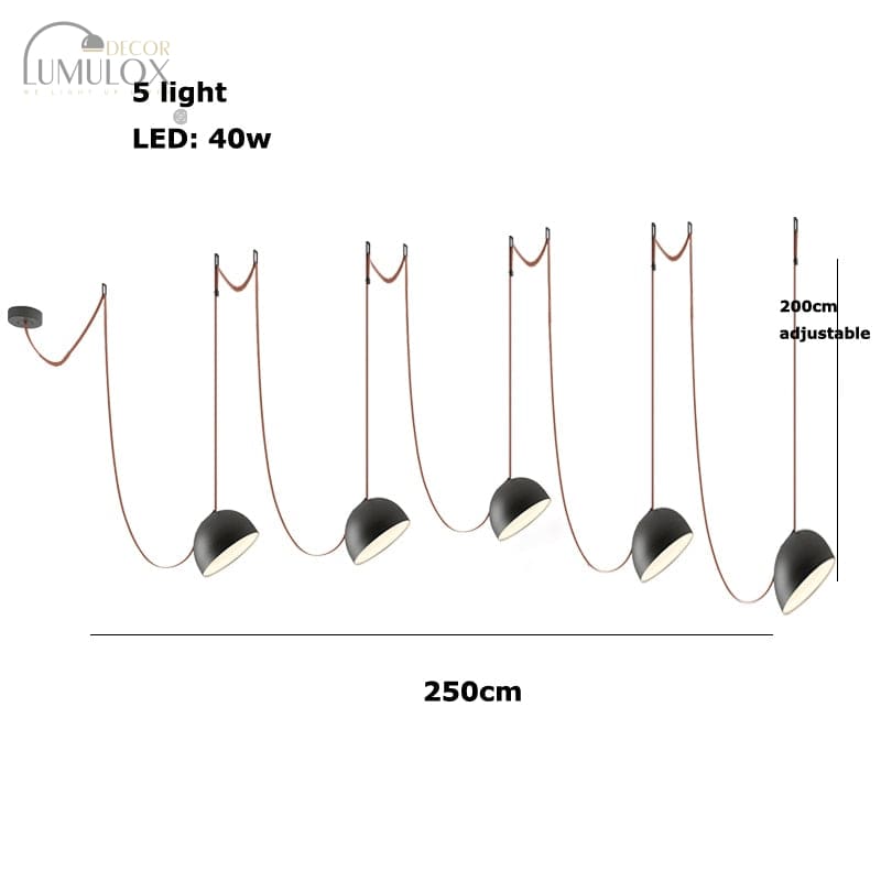 Trendy Diy Long Belt Black Orange Pendant Light Chandelier Luminaire Suspension Lamp For Living Room