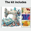 (Framed)Diamond Painting -DIY Round Drill Sewing Machine with Frame(25x25cm)