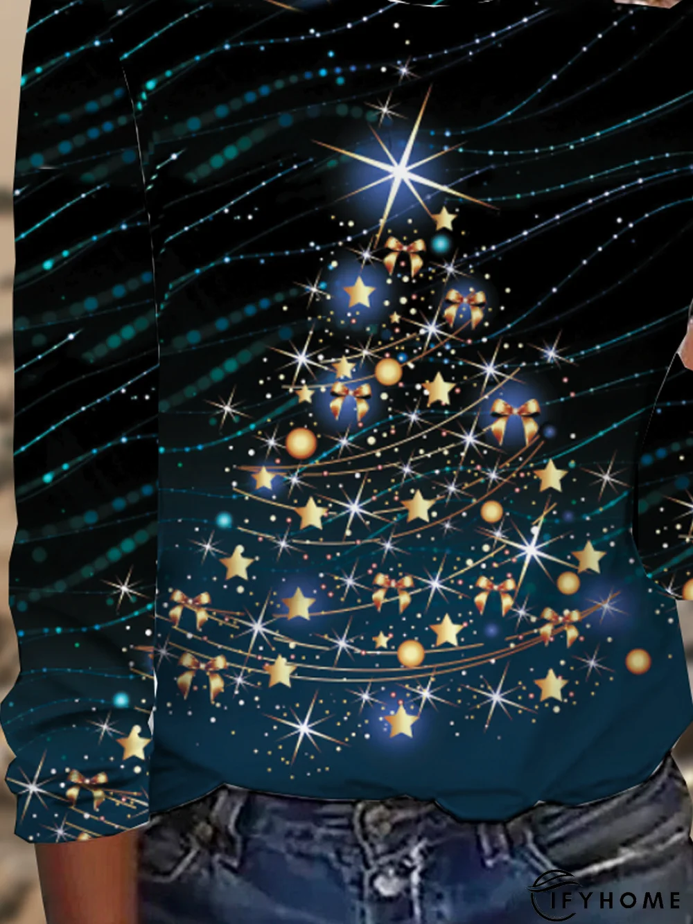 Casual Jersey Christmas Crew Neck T-Shirt | IFYHOME