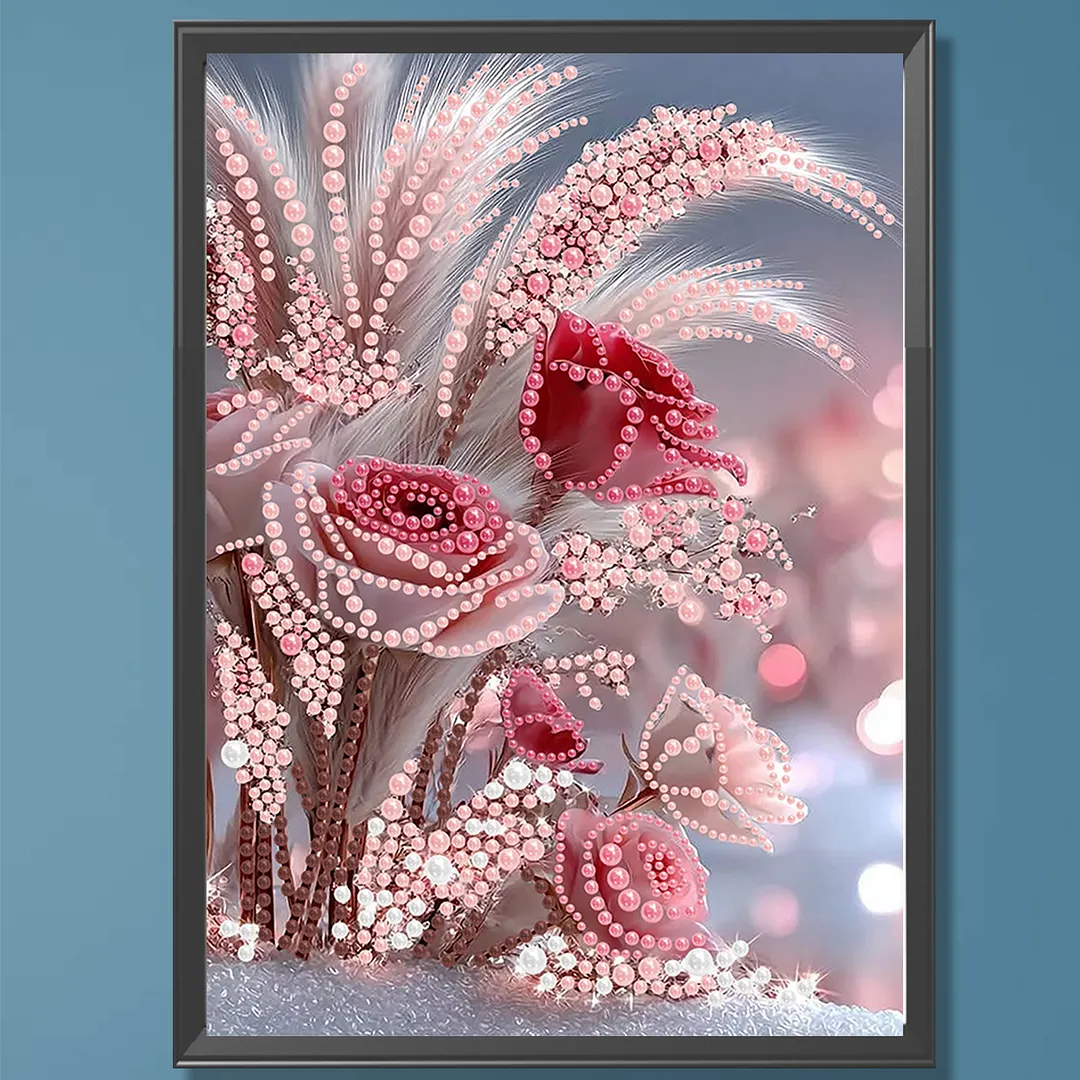 Pearl Painting Kit for Adults Pink Rose 11.81x15.75in