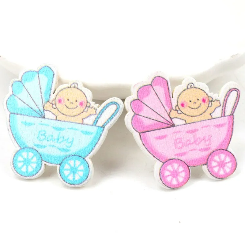Blue/Pink Baby Series Pattern Scrapbooking Craft DIY Wood For Handmade Sewing Home Kids Birthdays Party Decorations 20pcs 35mm