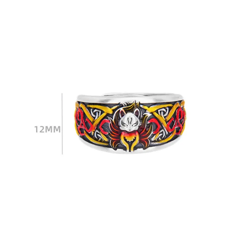 Nine Tailed Fox 999 Sterling Silver Success Protection Ring