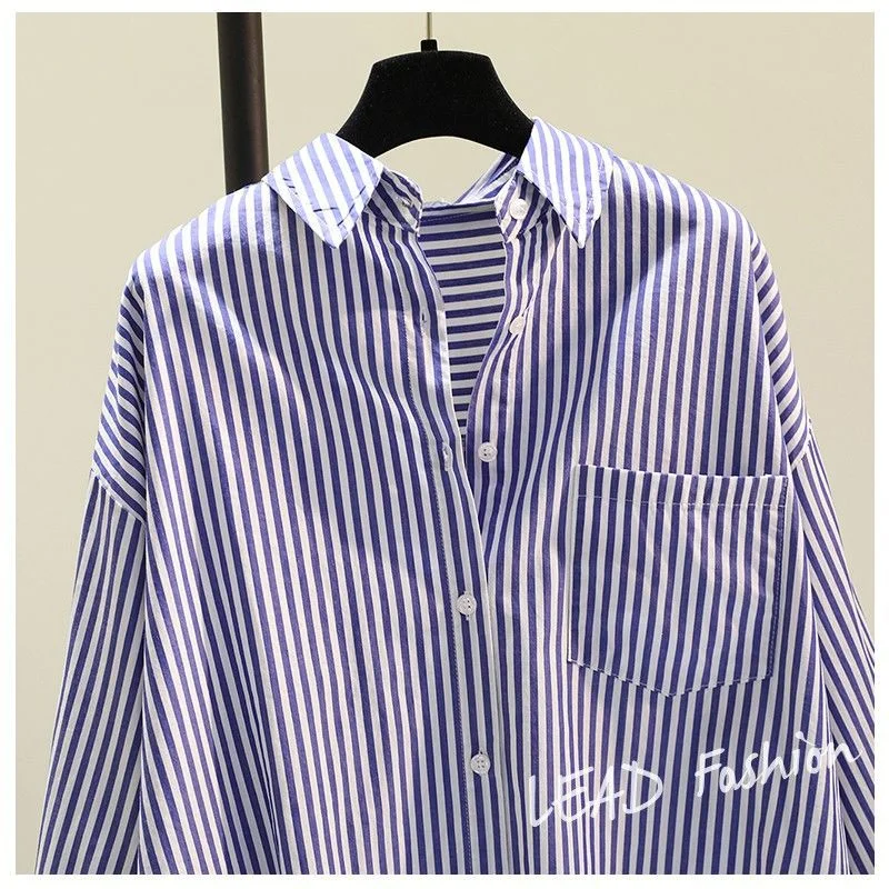 Uveng Uveng Vertical Stripe Medium Long Shirt Dress Women 2025 Spring And Autumn New Han Fan Art BF Style Casual Shirt