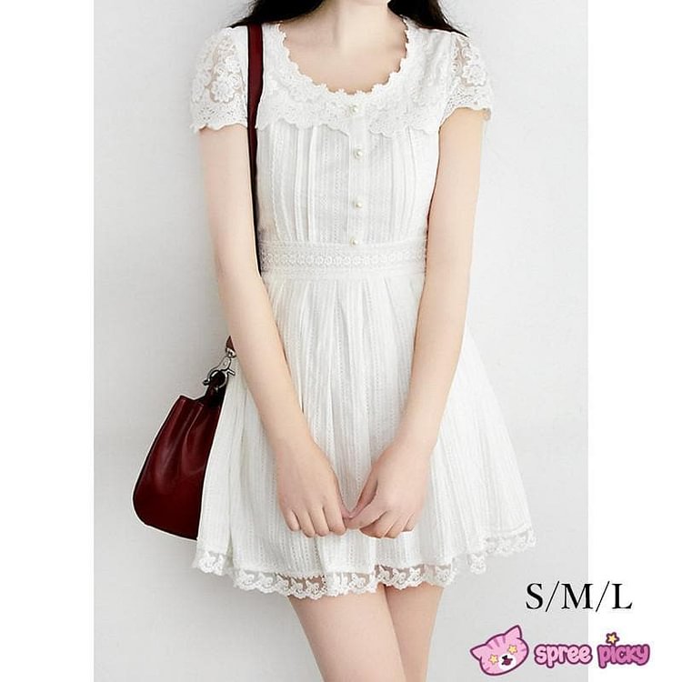 S/M/L White Cotton Lace Dress SP151627