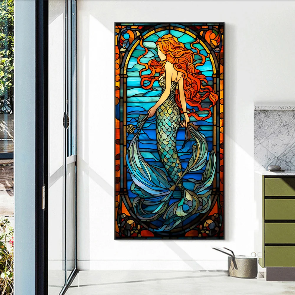Diamond Painting - Full Round Drill - Stained Glass Mermaid(40*70cm)