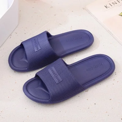 Indoor Slippers Women Concise Non-Slip Bath Slides Couple Men Summer Home Slippers Solid Color Casual Shoes Woman