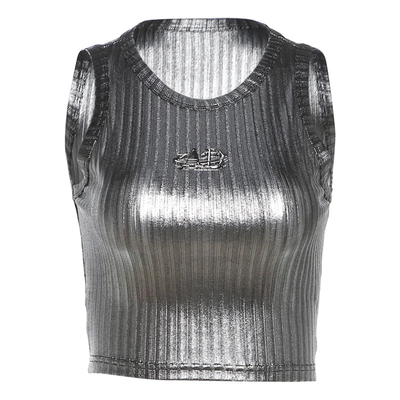 Uveng Spring 2024 New Women's Sexy Hottie Vertical Stripe Sleeve Sling Sling Small Vest