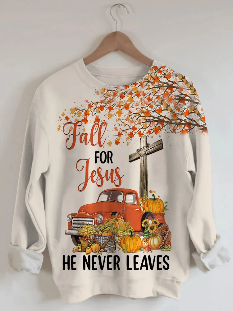 VChics Women's Fall For Jesus Print Sweatshirt
