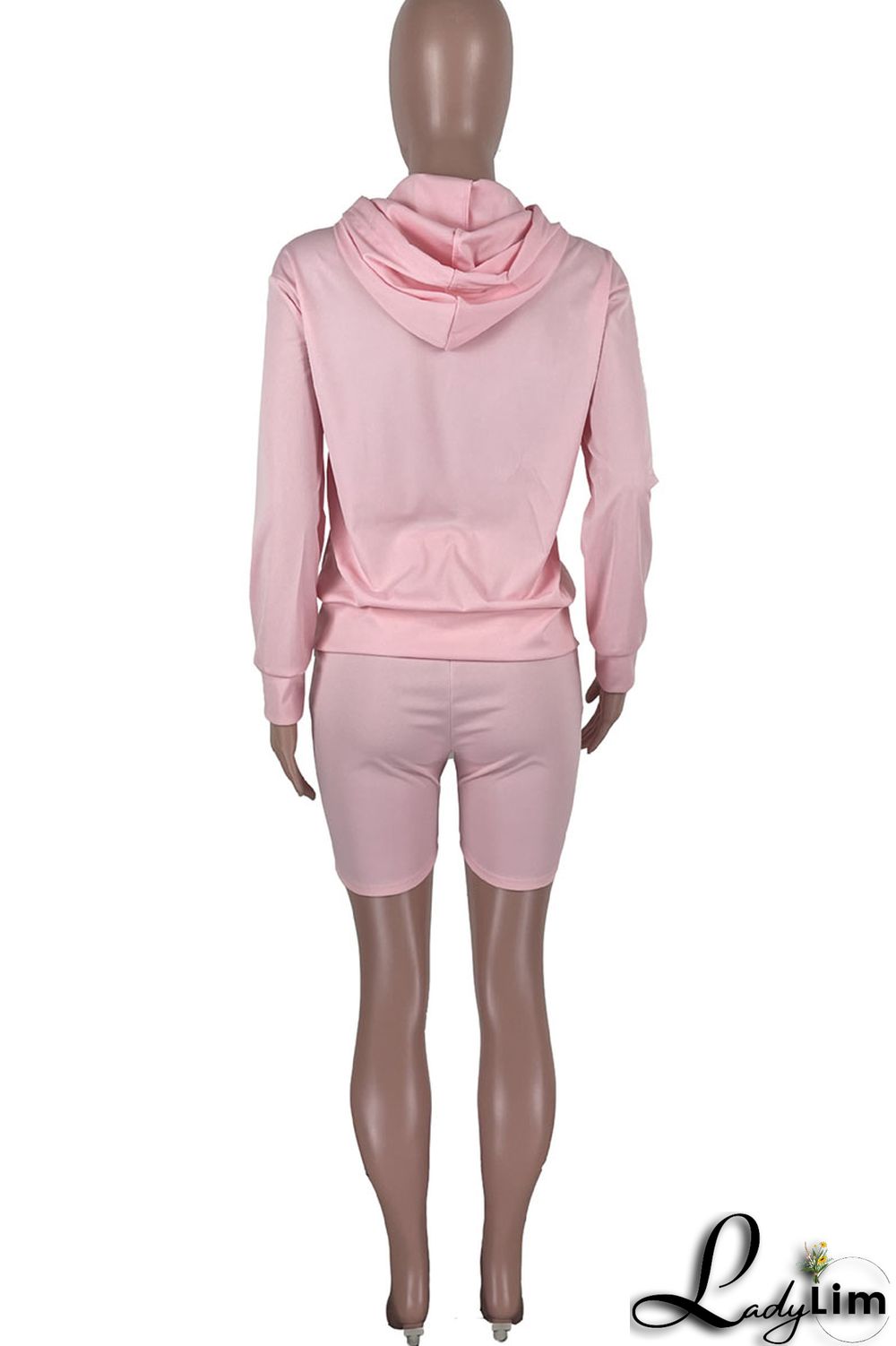 Pink Casual Solid Split Joint Hooded Collar Long Sleeve Two Pieces