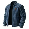 Men's Retro Casual Suede Stand Collar Jacket Baseball Collar Thin Jacket by Inlyline