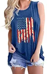 Plus Size American Flag Print Round Neck Casual Tank Top