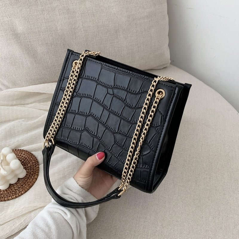Stone Pattern Small PU Leather Shoulder Bags For Women 2022 Lady Crossbody Bag Female Fashion Handbags Chain Design Hand Bag