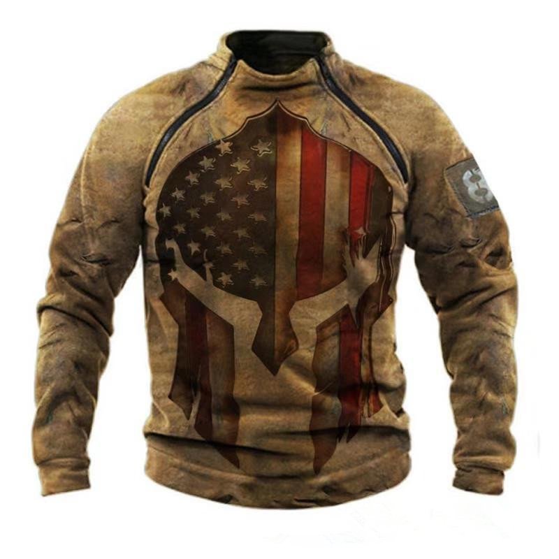 Men's Street Round Neck Sweater 3D Mask Printed Sweater