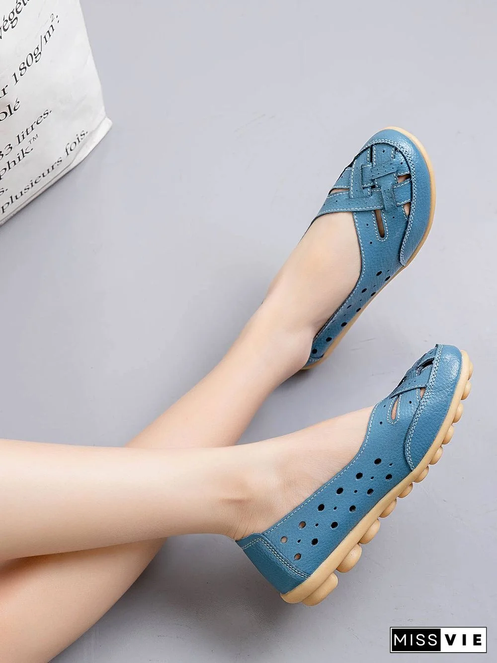 Hollow Leather Soft Sole Shoes