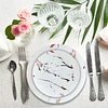 10 Pack | 8" Rose Gold and White Marble Plastic Appetizer Salad Plates