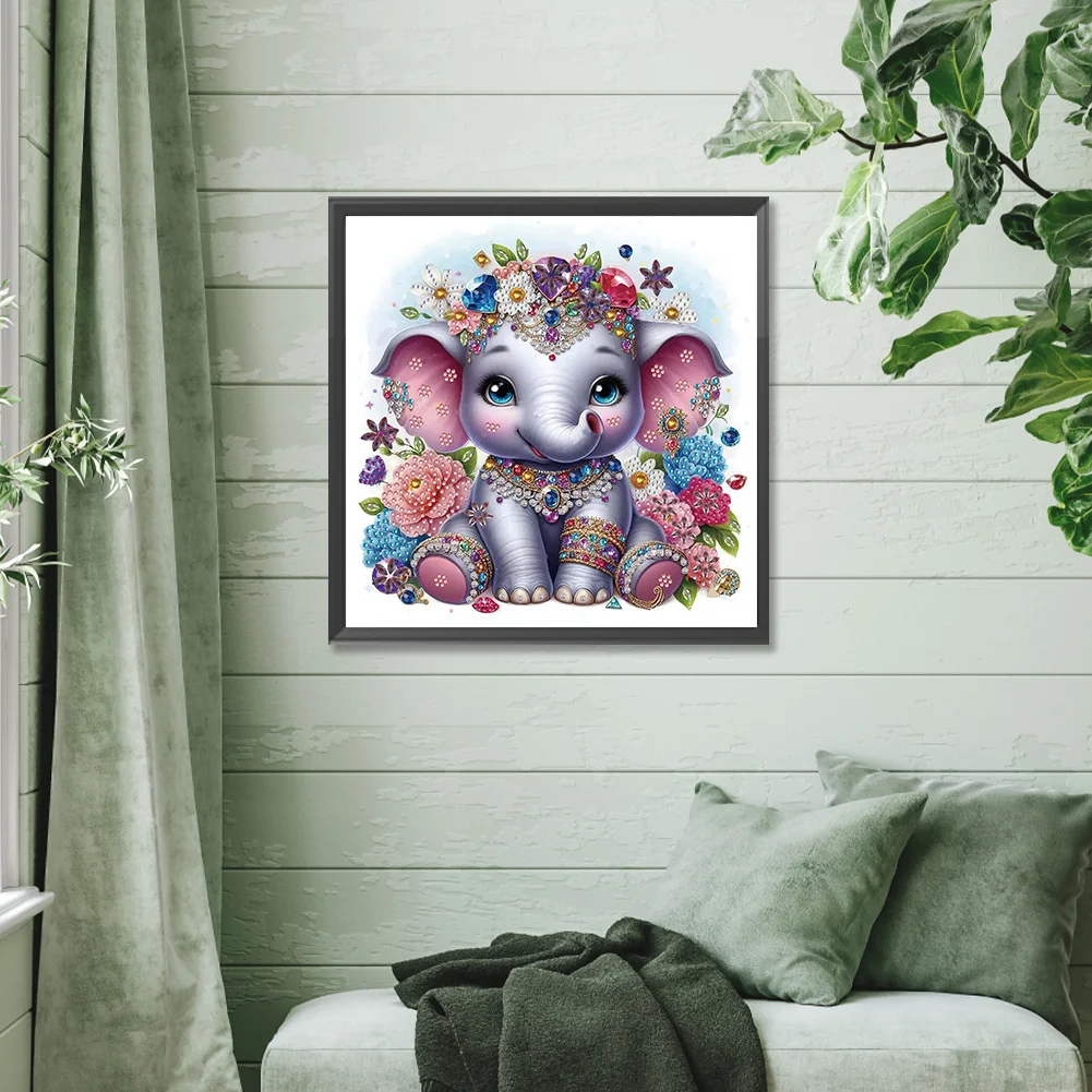 Diamond Painting - Partial Special Shaped Drill - Jewelry Elephant(Canvas|30*30cm)