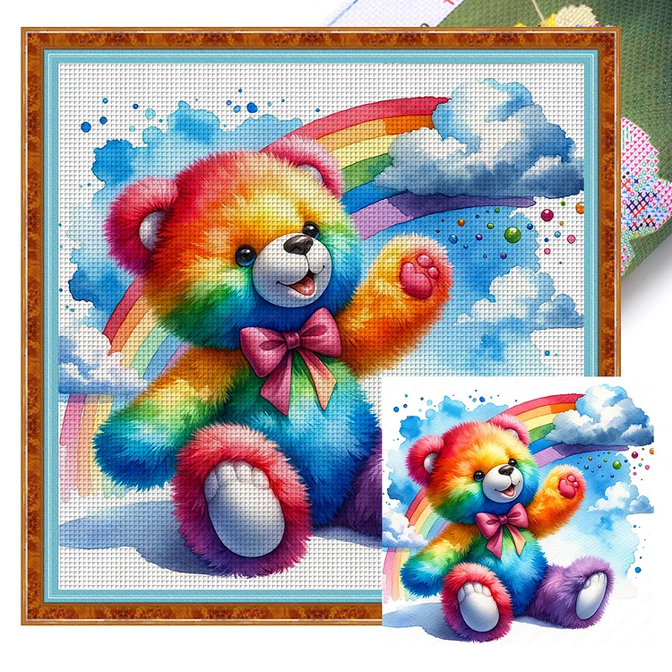 Colorful Bear 11CT Stamped Cross Stitch 40*40CM