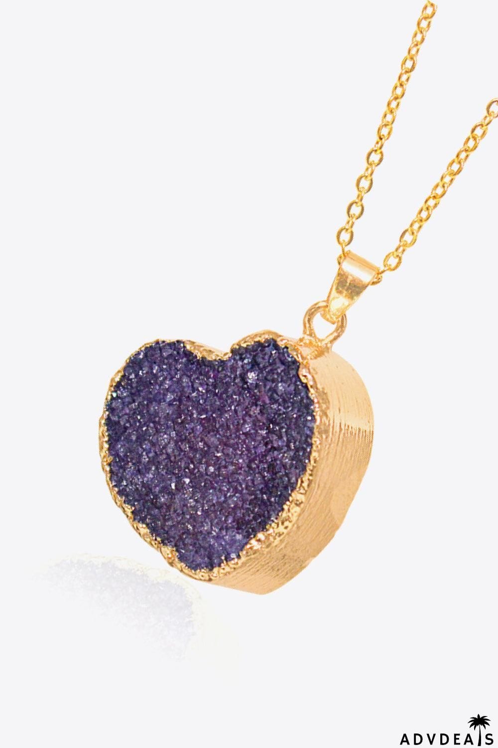 Contrast Heart Druzy Pendant