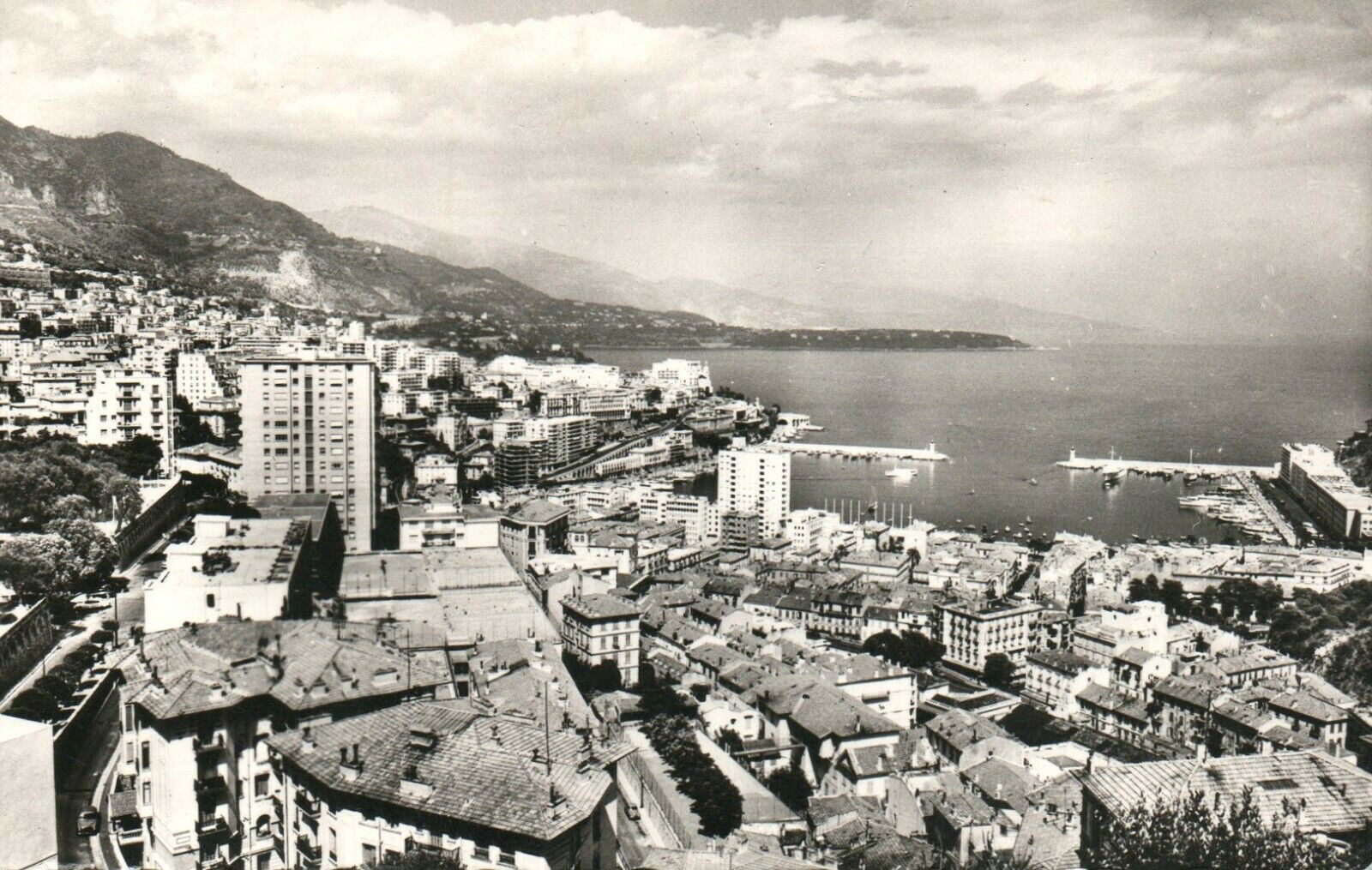 Vintage Monaco View of The City and Cap Martin RPPC Real Photo Poster painting Postcard Posted