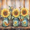 Sunflower Vase-11CT Stamped Cross Stitch Bead Embroidery 46*46cm tapestrymarket