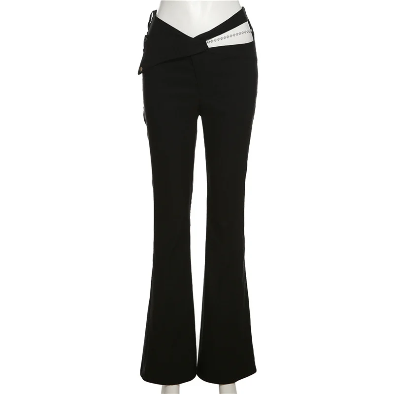 Ueong Ueong Spring / Summer Women's Wear New Hipster Street Hollow-Out Fashion High Waist Show Thin Pearl Chain Casual Pants