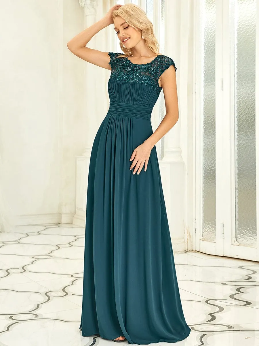 Sophisticated Lace Detail Evening Gown