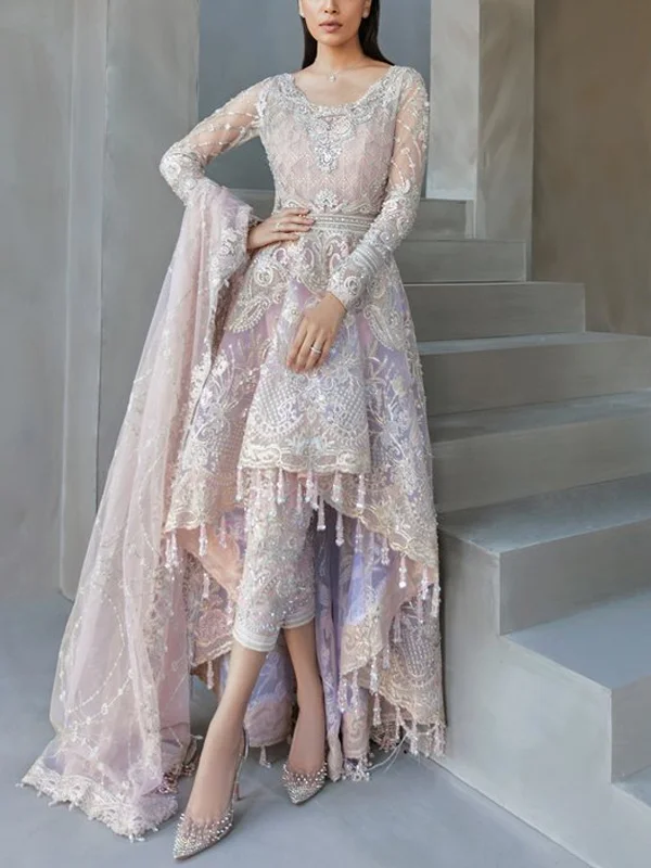 V-neck Lace Solid Color Top And Pants Suit