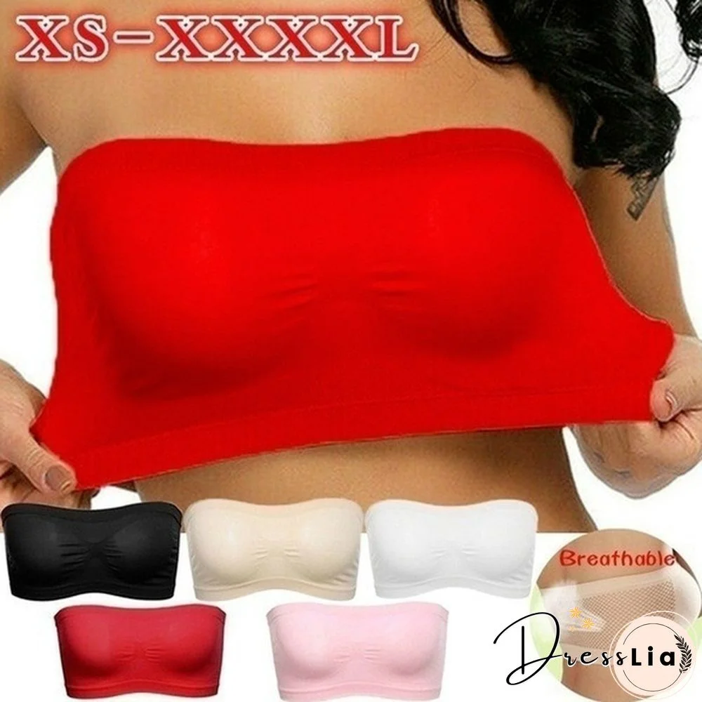 Women Seamless Strapless High Elastic Wrapped Invisible Strapless Soft Chest Wraps Tube Tops Push Up Bra Breathable Crop Top