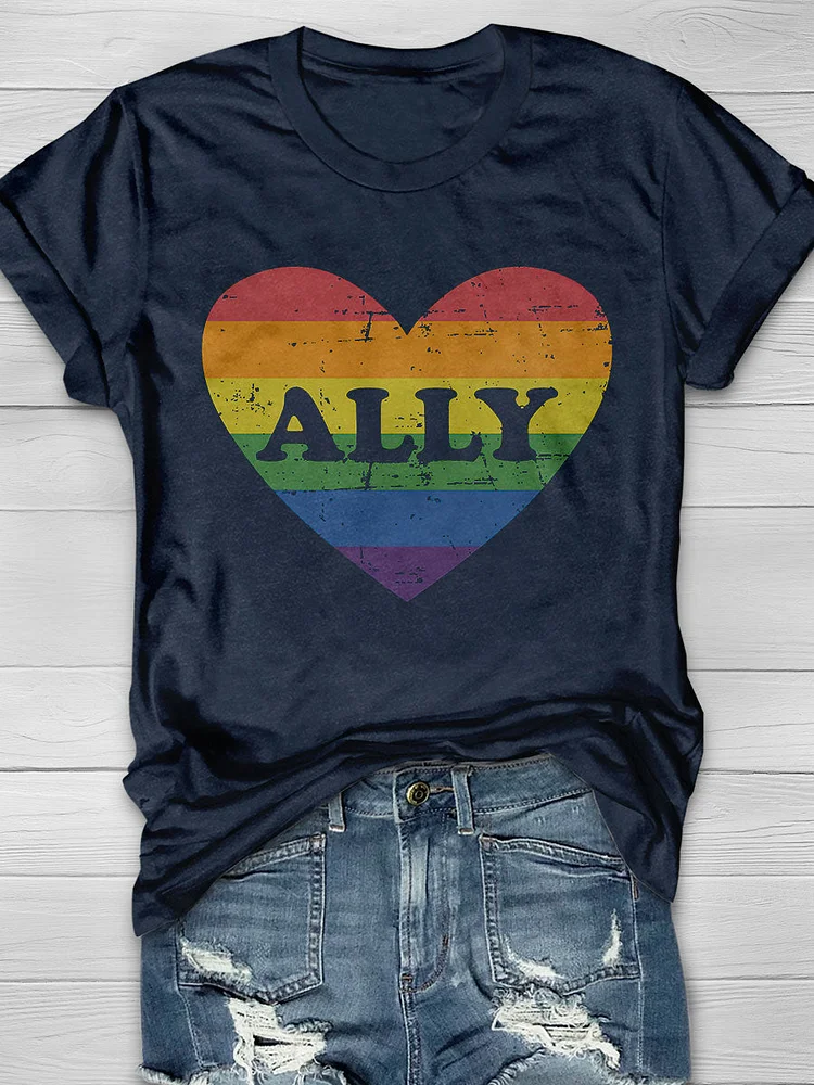 Ally Rainbow Flag Print T-shirt socialshop