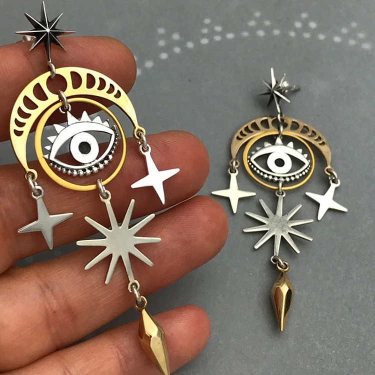 Evil Eye Star Moon Witch Earrings