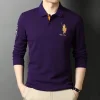 Solid color embroidered business casual polo shirt