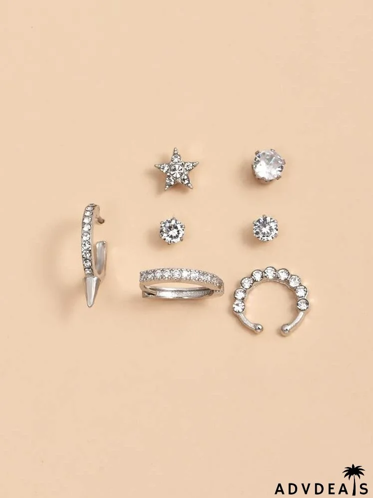 7pcs Rhinestone Decor Earrings Set