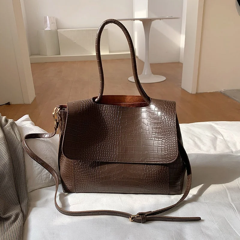 Designer Crocodile Pattern women handbag Large Capacity  Shoulder Bags for female 2022 Casual Totes Pu Leather messenger bag