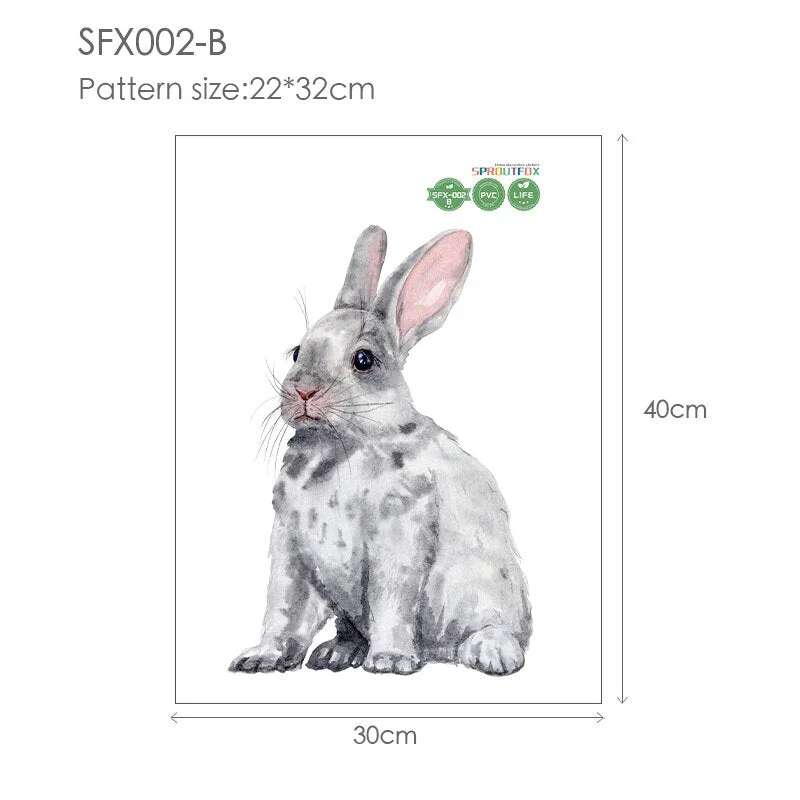 30*40cm Wall Stickers Home Decor Living Room Two Cute Rabbits Removable Home Living Room Decoration Mural Bunny Stickers