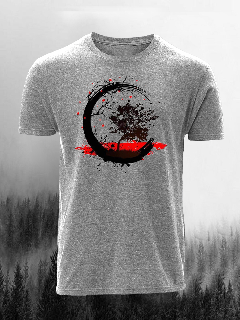 Grunge Magic Tree Print Men's Short Sleeve T-Shirt