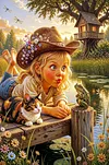 Luxury AB Velvet Diamond Painting Kit - Cute Girl