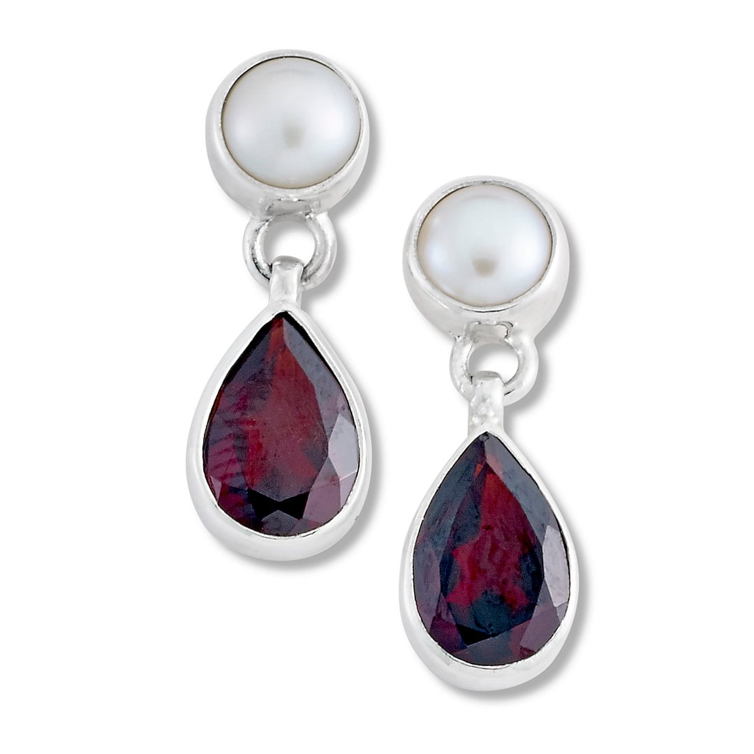 Sterling Silver Pearl And Black Onyx Drop Earrings