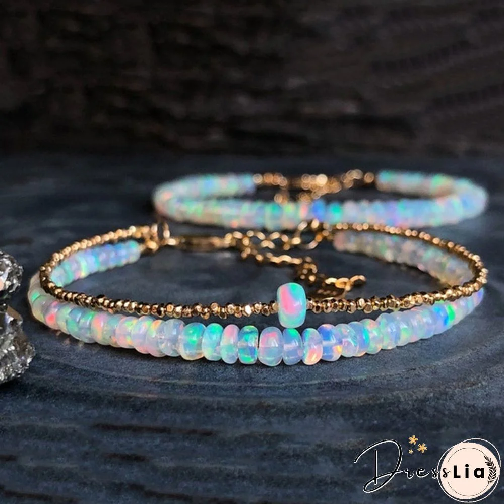 Fashion AAA + Ethiopia opal women's Bracelet 14K Gold colorful opal beads bracelet exquisite jewelry Valentine's Day Christmas anniversary gift