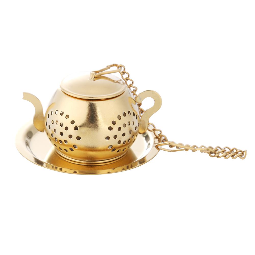 

Gold Stainless Steel Tea Spoon Infuser Holder Filter Tea Strainer with Base, 501 Original