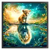 Lion Cub Green Reflection-11CT Stamped Cross Stitch 40*40cm/15.75*15.75in