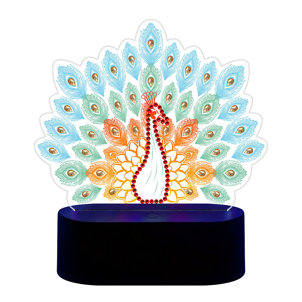 

Peacock - 5D DIY Craft Changeable Light Lamp, 501 Original