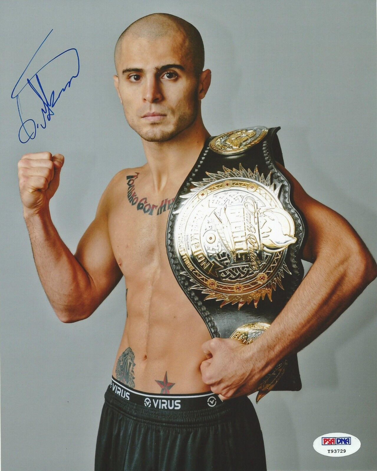 Georgi Karakhanyan Signed 8x10 Photo Poster painting PSA/DNA Bellator UFC WSOF MMA w/ Belt Auto