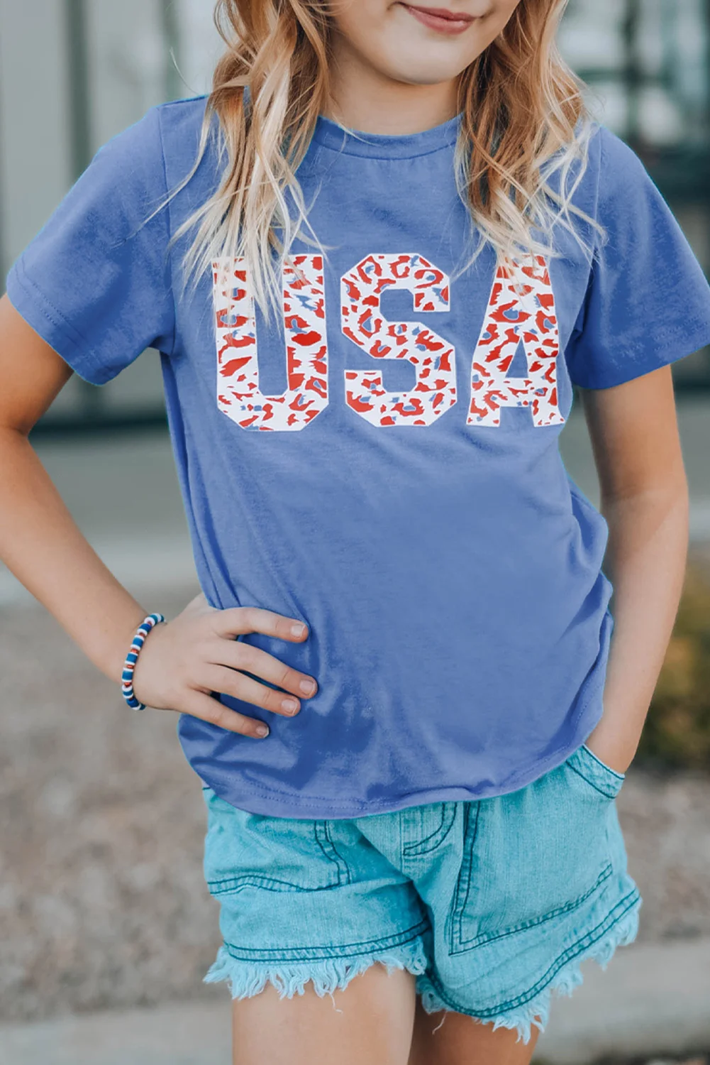 Parent-child Matching USA Leopard Print Kids T-Shirt | IFYHOME