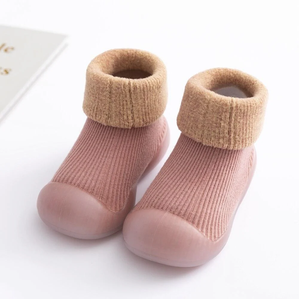 Winter Warm Baby Shoes Girl Boy Rubber Sole Anti-slip Infant Shoes Cartoon Animal Toddler Booties Newborn Baby Knit Sock Shoes