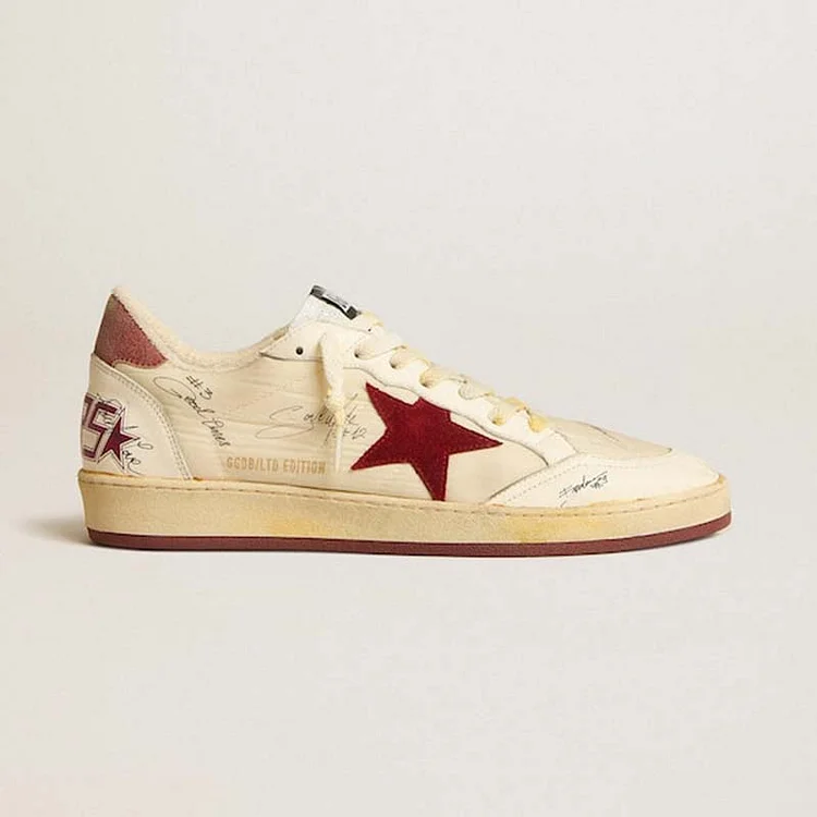 Golden Goose Ball Star Men LTD de nailon con estrella de ante granada y refuerzo del talón de piel