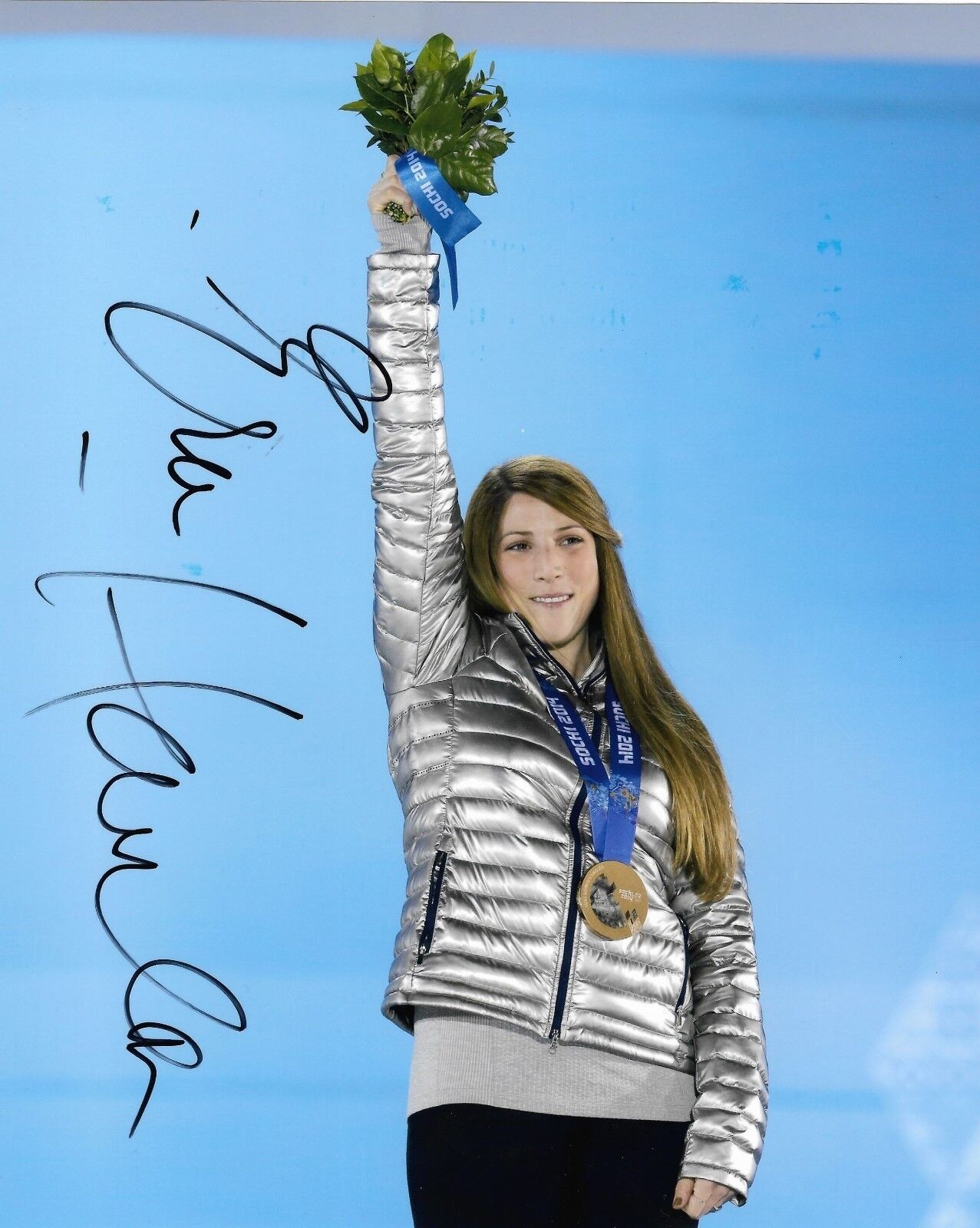 Erin Hamlin REAL hand SIGNED 8x10 Photo Poster painting Olympic Luge COA #1 USA medalist