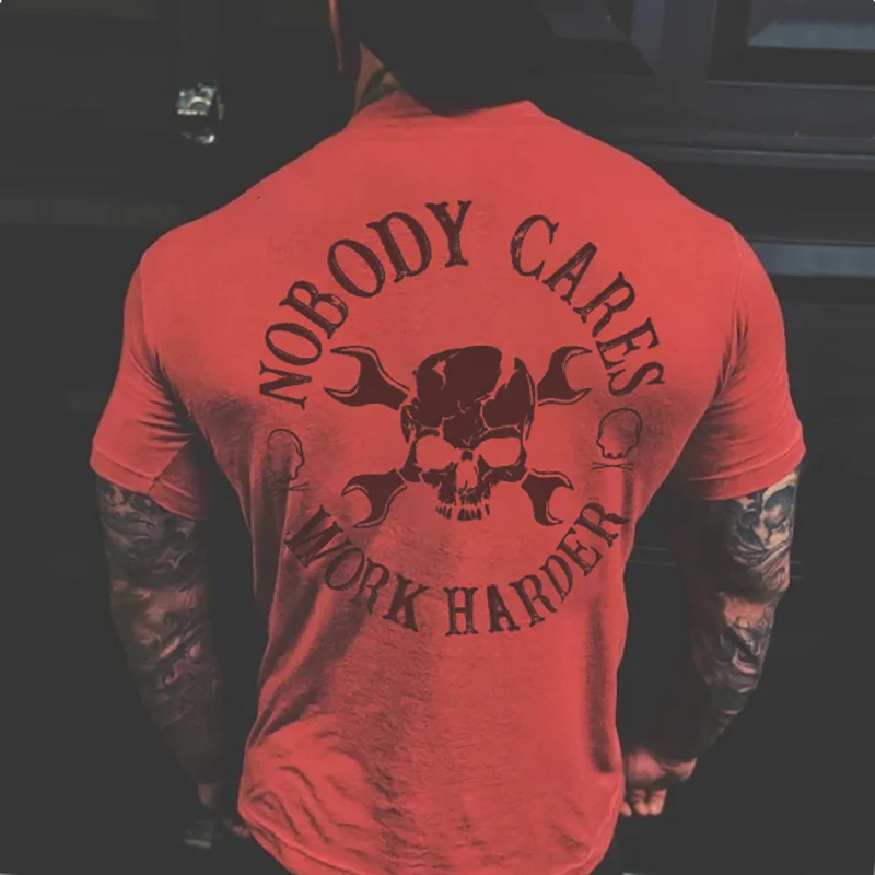 Livereid Nobody Cares Skull Work Harder T-shirt - Livereid