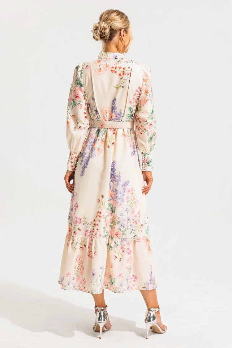 Belt-Decor Sleeveless Ruched Maxi Dress